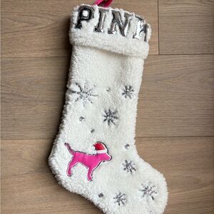 Victoria's Secret White Stocking with Pink and Silver Accents